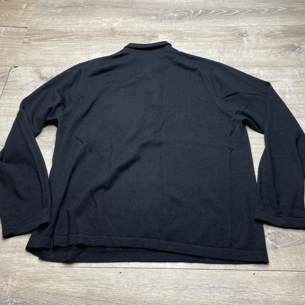 Banana Republic Mens XL Extra Fine‎ Italian Merino Wool Long Sleeve Polo Black